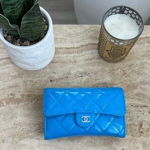 CHANEL Vibrant Blue Quilted Wallet